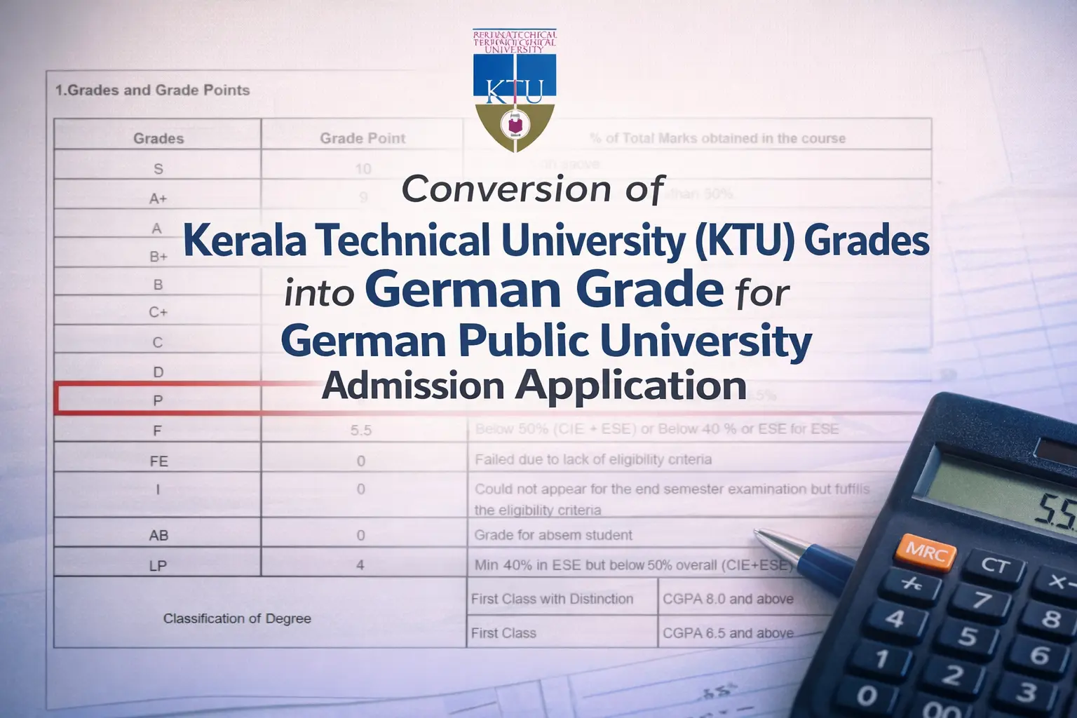 Converting Kerala Technical University (KTU) Grades to the German Grading System for Public University Admissions